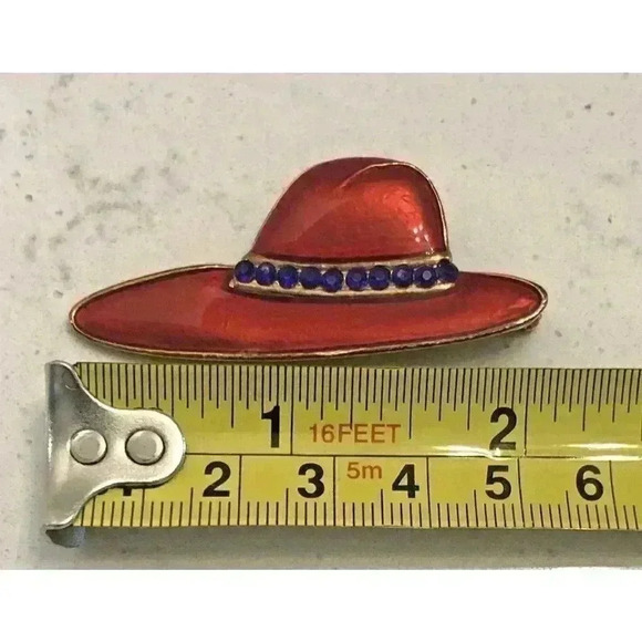 Gold Tone Red Hat Society Brooch Inspiration Fun Friend Women Power Purple - Picture 2 of 4